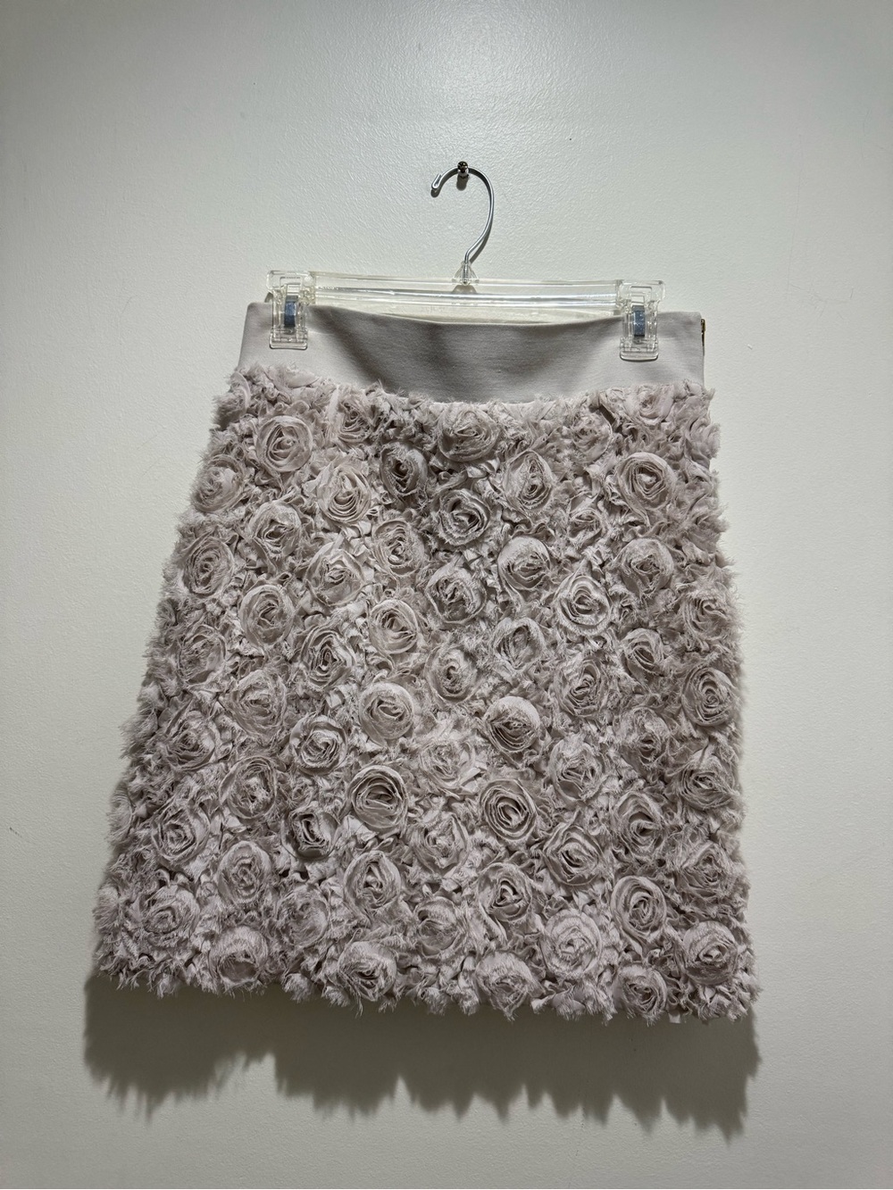 Massimo Dutti Cream 3D Floral Rosette Textured Mini Skirt Size M